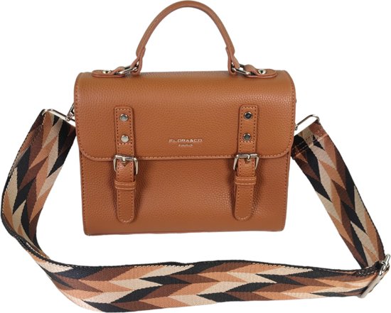 Flora & Co - sac à main tendance - style cartable - avec ceinture mode - camel