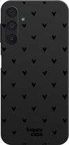 HappyCase Hoesje met leuke Hartjes Zwart Print Geschikt voor Samsung Galaxy A15 | Flexibel TPU | Stijlvolle Back Cover