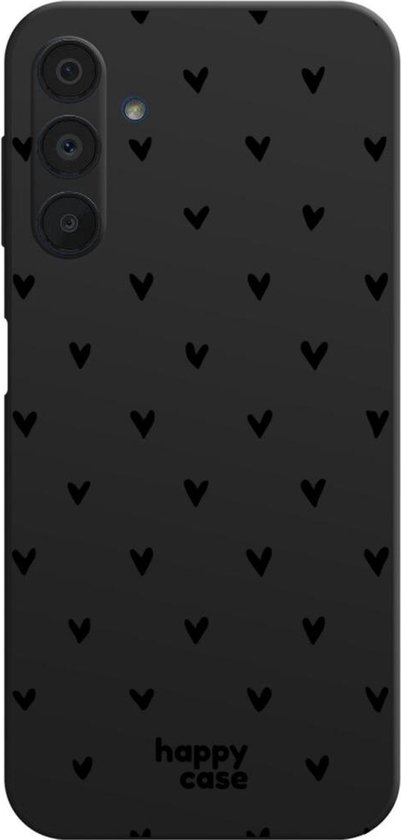 Foto: Happycase hoesje met leuke hartjes zwart print geschikt voor samsung galaxy a15 flexibel tpu stijlvolle back cover