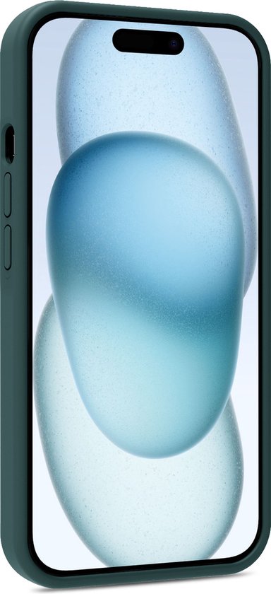 Coque pour iPhone 15, coque en Siliconen avec 2 films de protection d'écran – Coque pour iPhone 15 – Vert foncé