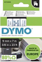 DYMO originele D1 labels | Blauwe Tekst op Wit Label | 9 mm x 7 m | zelfklevende etiketten voor de LabelManager labelprinter | gemaakt in Europa
