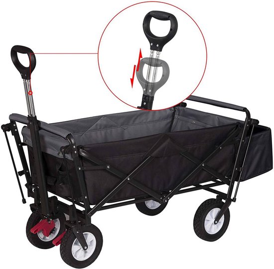 BukkitBow - Opvouwbare Bolderkar Met Dak - Inklapbare Handkar met Stalen Frame - Massief Rubberen Wielen - Tot 80 kg Belasting - Antraciet van Merkloos — afbeelding 2