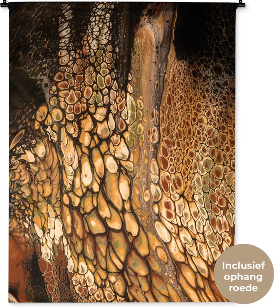 Tenture murale - Tissu mural - Peinture acrylique - Marron - Abstrait - 120x160 cm - Tapisserie