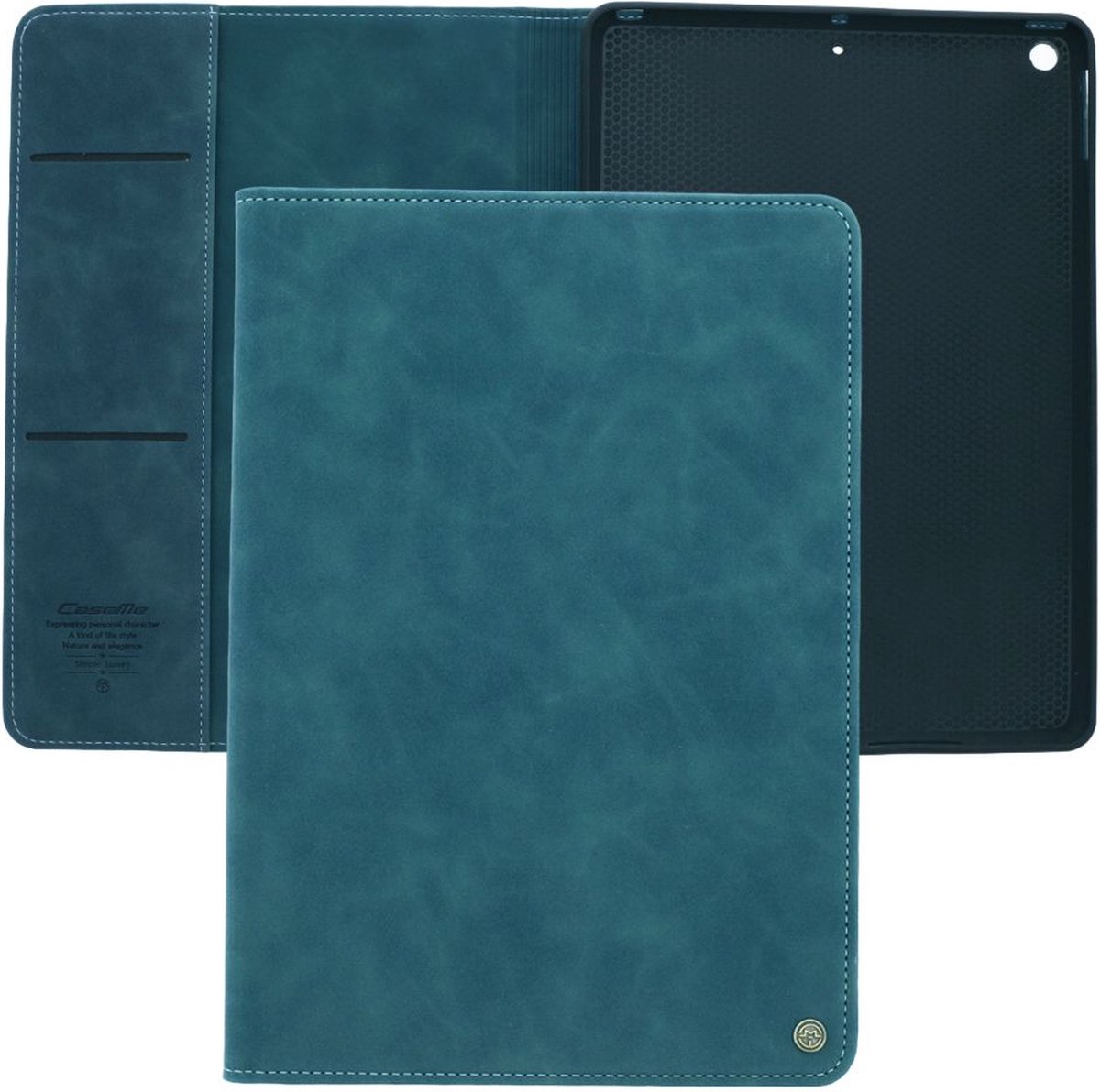 Bookcase hoesje - Tabletcase met pasjeshouder - Groenblauw - Geschikt voor: Apple iPad 10.2 2021 (9e gen)/iPad 10.2 (2020)/iPad 10.2 (2019)