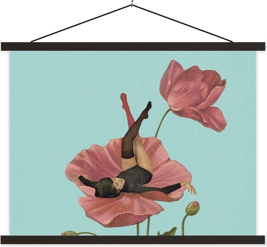 Porte-affiche avec affiche - Affiche scolaire - Rêves - Vintage - Femme - 60x45 cm - Lattes noires