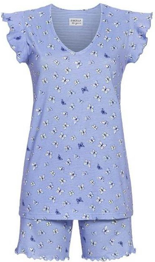 Ringella Pyjama korte broek - 232 Blue - maat 40 (40) - Dames Volwassenen - 100% katoen- 4261318-232-40