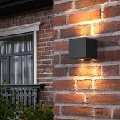 Solar LED-wandlamp Venere - Up&Down – Zwart – Extra warm wit