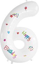 Cijfer Ballonnen Ballon Cijfer 6 Verjaardag Happy Birthday Versiering Helium Ballonnen Cijferballon Folieballon Wit
