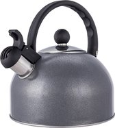 Altom Design Daily bouilloire à sifflet en acier inoxydable gris brillant avec éclat 2,5 litres - sifflet inclinable - convient à toutes les sources de chaleur - la poignée reste froide