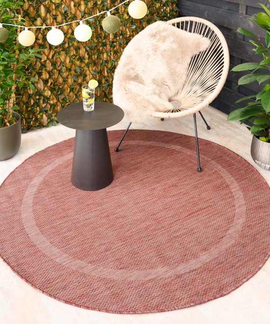 Rond buitenkleed - Sunset rood 120 cm rond