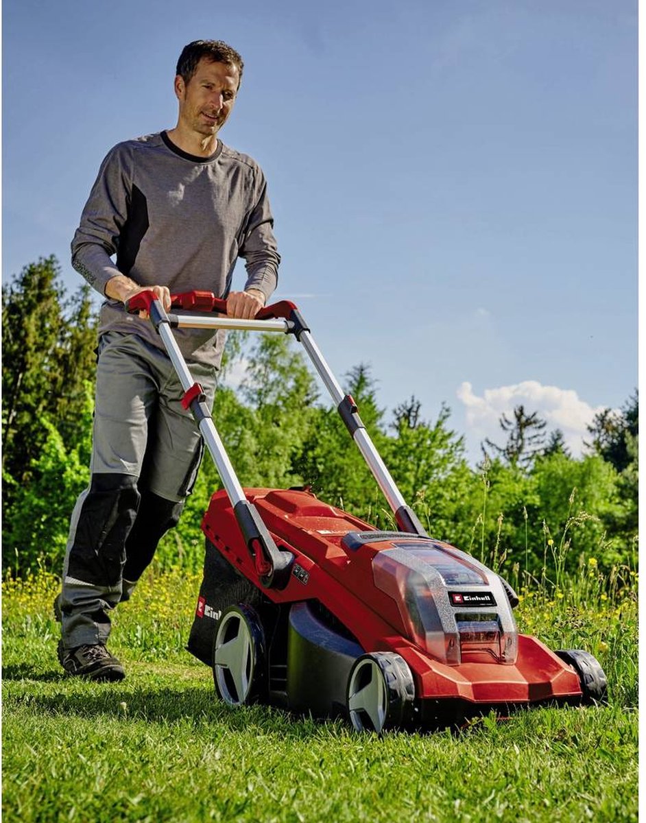 Einhell Professional Accu Grasmaaier GP-CM 36/450 BL Kit - Power X-Change - 36 V/Li-ion - Maaibreedte: 38 cm - Aanbevolen gazonoppervlakte: tot 450 m² - Maaihoogte: 25-75 mm - Incl. 2x 4.0 Ah Accu en 1x DUO-lader – foto 7