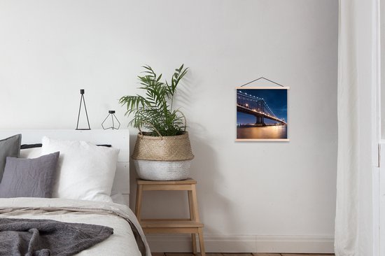 Porte-affiche avec affiche - Affiche scolaire - New York - Manhattan - Nuit - 40x40 cm - lattes vierges