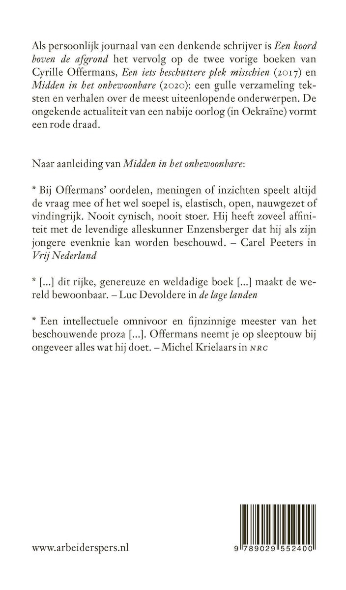 Een koord boven de afgrond - back cover