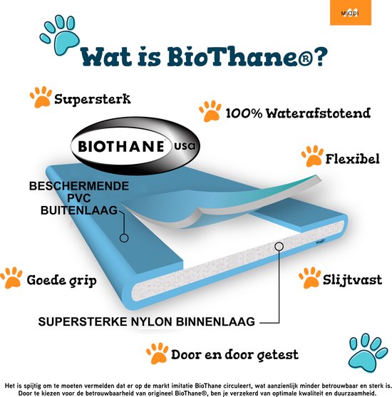Miqdi - laisse pour chien réglable et mains libres de BioThane ® - 3 mètres de long - crème - L - pour grands chiens