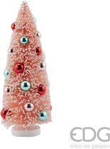 Viv! Christmas Kerstbeeld - Kerstboom met Kerstballen - pastel roze - 30cm