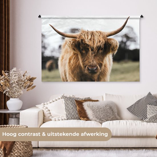 Tapisserie Scottish Highlanders - Scottish Highlander de près Tapisserie coton 120x80 cm - Tapisserie avec photo
