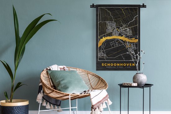 Tapisserie murale - Carte - Or - Plan de ville - Schoonhoven - 60x90 cm - Tapisserie