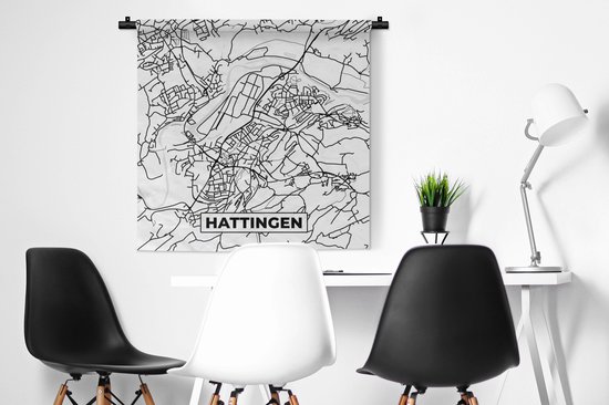 Tapisserie murale - Tissu mural - Hattingen - Plan de la ville - Carte - Carte - 90x90 cm - Tapisserie