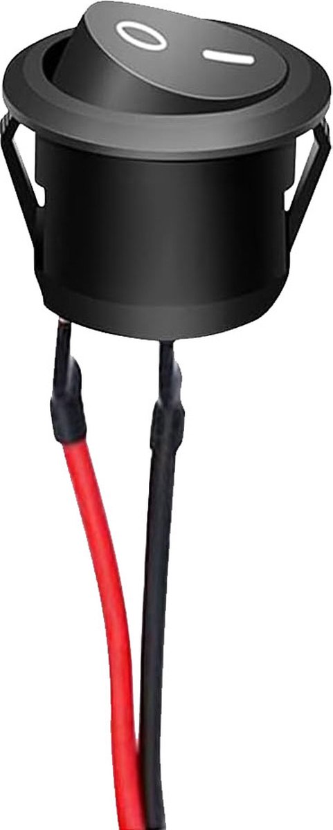 Wipschakelaar + Aansluitkabel ON-OFF - 2-pins - Rond - 6A 250V - Zwart