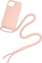 Geschikt voor Apple iPhone 13 - hoesje - TPU ketting Cord Cover - Roze