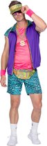 Wilbers & Wilbers - Grappig & Fout Kostuum - Miami Fitboy Ken Hetwel - Man - Blauw, Paars, Roze - Large - Carnavalskleding - Verkleedkleding