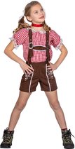 Wilbers & Wilbers - Boeren Tirol & Oktoberfest Kostuum - Bruine Lederhosen Guusje Kind - Bruin - Maat 164 - Bierfeest - Verkleedkleding