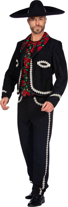 Wilbers & Wilbers - Spaans & Mexicaans Kostuum - Mexicaanse Mariachi Bandlid Carlos - Man - Zwart - XXL - Carnavalskleding - Verkleedkleding