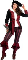 Wilbers & Wilbers - Piraat & Viking Kostuum - Verleidelijke Piraat Goudliefde - Vrouw - Rood, Zwart - Maat 46 - Carnavalskleding - Verkleedkleding