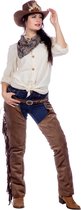 Wilbers & Wilbers - Cowboy & Cowgirl Kostuum - Geknoopte Blouse Western Lady Vrouw - Wit / Beige - Maat 48 - Carnavalskleding - Verkleedkleding