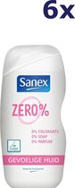 6x Sanex Douche Zero% Sensitive Skin Douchegel 400 ML