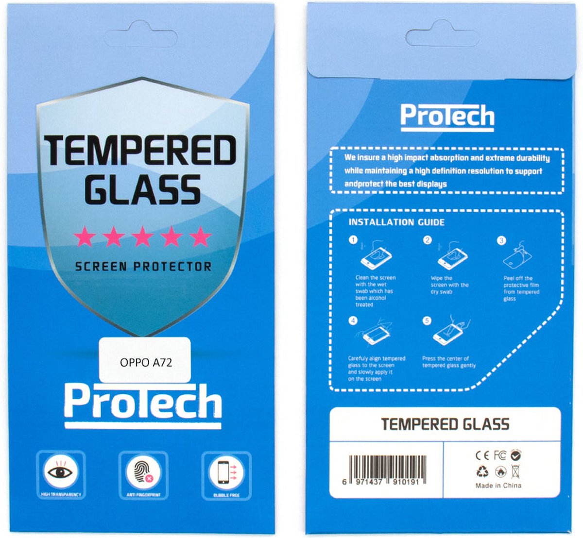 MF Oppo A72 Screenprotector - Tempered Glass - Beschermglas - Gehard Glas - Screen Protector Glas 2 stuks