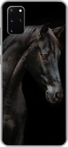 Geschikt voor Samsung Galaxy S20 Plus hoesje - Paard - Dier - Zwart - Siliconen Telefoonhoesje