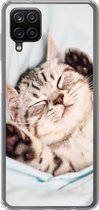 Geschikt voor Samsung Galaxy A12 hoesje - Kitten - Grappig - Bed - Kinderen - Jongens - Meisjes - Kids - Siliconen Telefoonhoesje