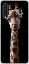 Geschikt voor Samsung Galaxy A50 hoesje - Giraffe - Bril - Zwart - Siliconen Telefoonhoesje