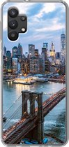 Geschikt voor Samsung Galaxy A32 5G hoesje - New York - Brooklyn Bridge - Boot - Siliconen Telefoonhoesje