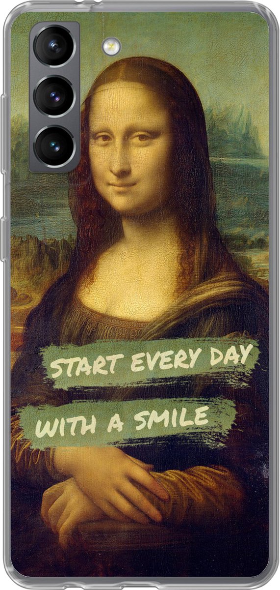 Telefoonhoesje Geschikt voor Samsung Galaxy S21 hoesje - Mona Lisa - Quote - Da Vinci - Siliconen Telefoonhoesje Telefoonhoesje