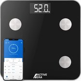 Slimme Weegschaal Lichaamsvet Meet - Digitale Weegschaal met Bluetooth en 15 Essentiële Functies - Exact Lichaamsgewicht, BMI, Visceraal Vet - Gratis Smartphone-app (Zwart)