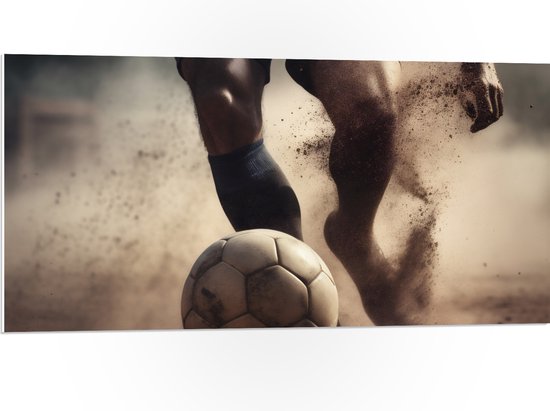 PVC Schuimplaat- Bal - Voetballen - Tenue - Zand - Sport - 100x50 cm Foto op PVC Schuimplaat