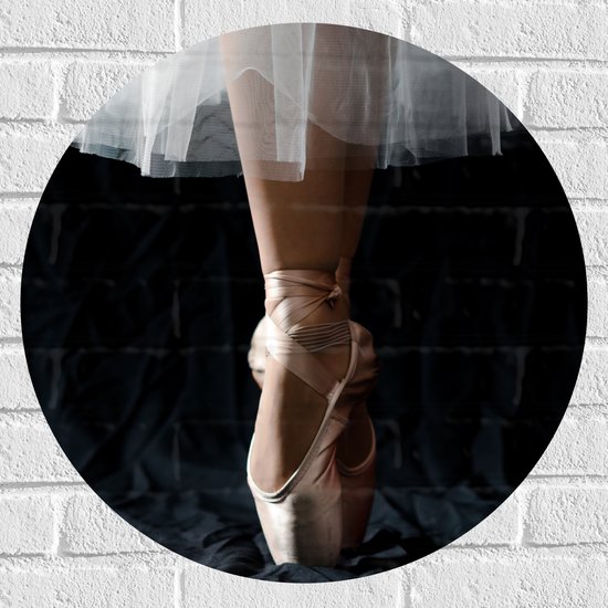 Muursticker Cirkel - Ballerina - Balet - Schoenen - Dansen - 60x60 cm Foto op Muursticker