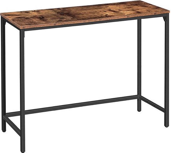 Console/ banktafel met ondersteuningsbalk, gangtoegtafel voor woonkamer, ingang, gang, stevige, gemakkelijke montage, houten look accenttafel, bruine