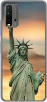 Geschikt voor Xiaomi Redmi 9T hoesje - New York - Vrijheidsbeeld - Zonsondergang - Siliconen Telefoonhoesje