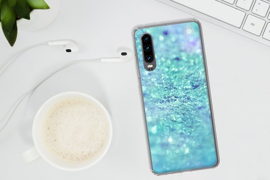 Telefoonhoesje Geschikt voor Huawei P30 hoesje - Blauw - Licht - Abstract - Siliconen Telefoonhoesje Telefoonhoesje