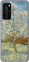 Geschikt voor Huawei P40 hoesje - Bloeiende perzikboom - Vincent van Gogh - Siliconen Telefoonhoesje