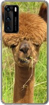 Geschikt voor Huawei P40 hoesje - Alpaca - Gras - Haar - Siliconen Telefoonhoesje