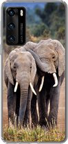Geschikt voor Huawei P40 hoesje - Olifant - Dieren - Bomen - Natuur - Siliconen Telefoonhoesje
