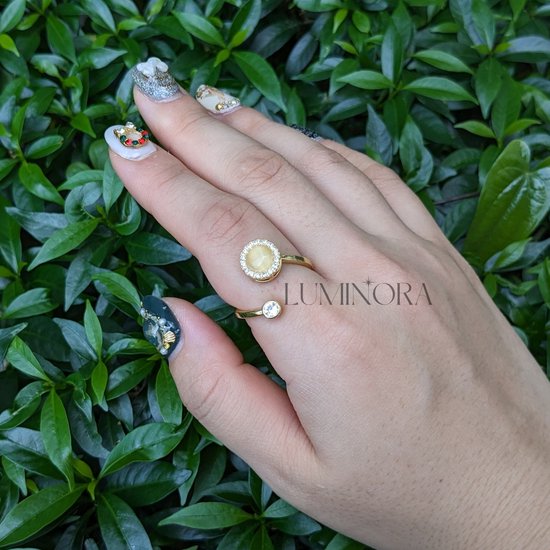 Luminora Opal Ring Goud - Fidget Ring Kattenoog Edelsteen - Anxiety Ring - Stress Ring - Anti Stress Ring - Spinner Ring - Spinning Ring - Draai Ring - Wellness Sieraden - Luminora Wellness Juwelier