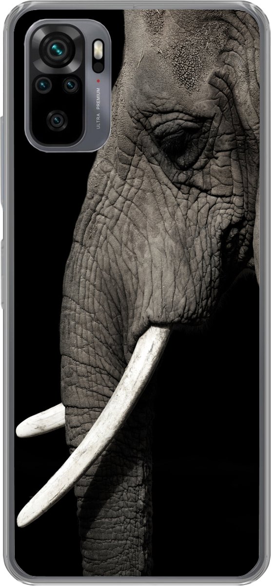 Telefoonhoesje Geschikt voor Xiaomi Geschikt voor Redmi Note 10 Pro hoesje - Olifant - Dier - Slagtand - Siliconen Telefoonhoesje Telefoonhoesje