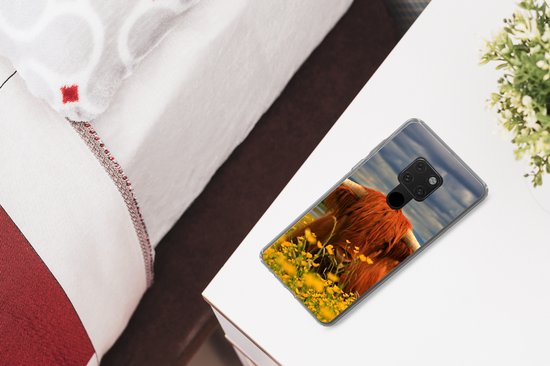 Coque Huawei P40 Lite - Highlander écossais - Animaux - Fleurs - Coque de téléphone en Siliconen
