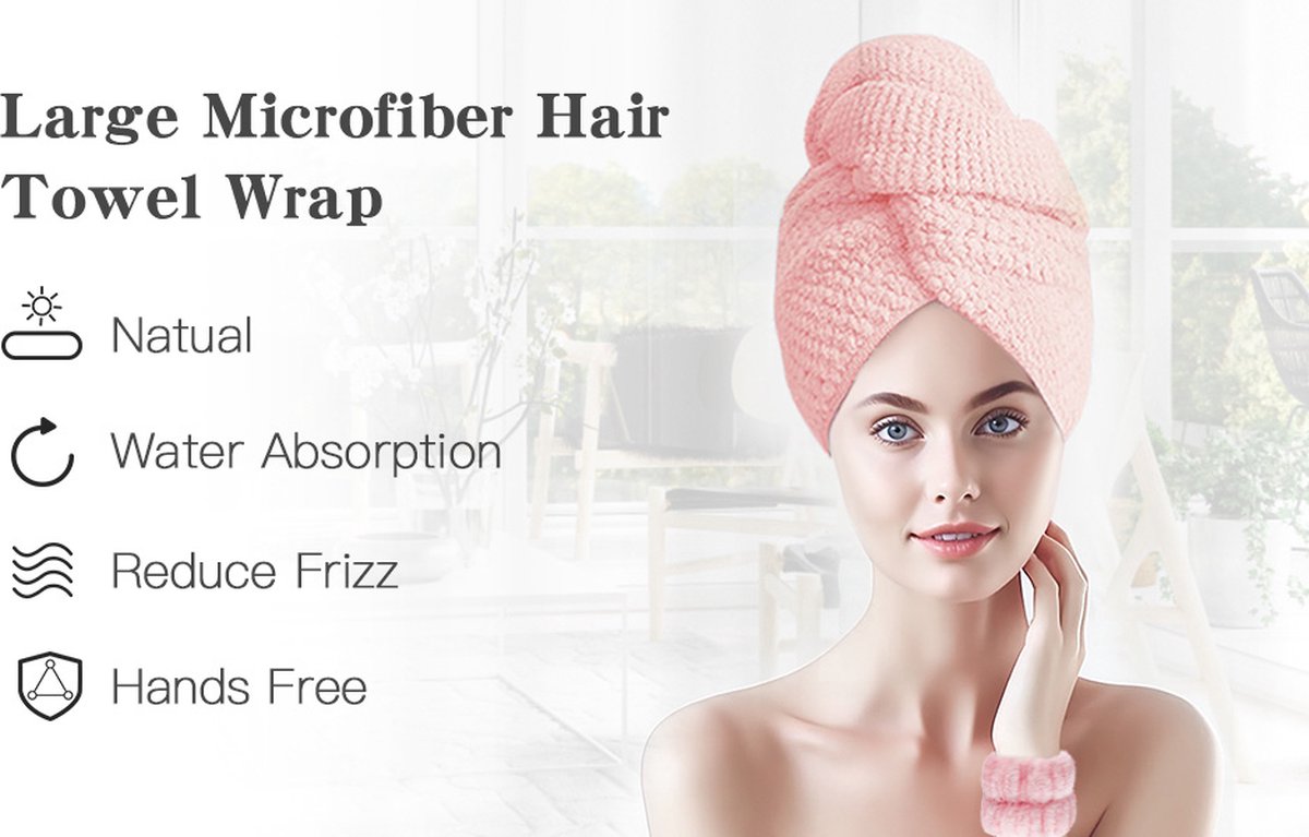 Haarhanddoek Microvezel - Grijs-Snel Drogend - 1 Stuk Hair Towel - 60x100CM