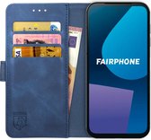 Rosso Element Book Case Étui portefeuille adapté au Fairphone 5 | Porte-monnaie | 3 passes | Fermeture magnétique | Fonction de support | Bleu